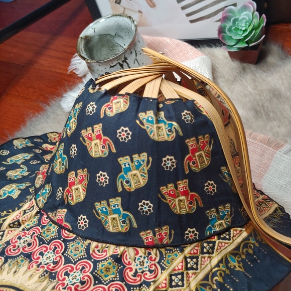 Rice hat Asian style authentic elephant printed pattern hat - Picture 12 of 13